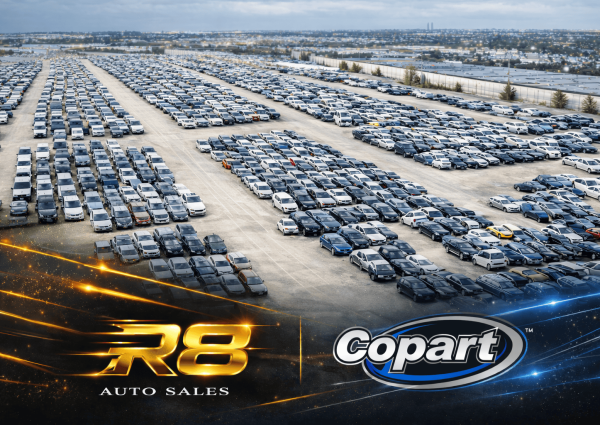 Subasta de autos en lote amplio